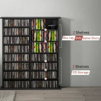 HOMCOM 16-Compartment Media Shelf - Black(m-8)