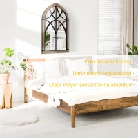 HOMCOM Espejo Decorativo de Pared de Madera 93x60 cm Espejo de Ventana con 2 Ganchos Estilo Vintage para Salón Dormitorio Comedor Entrada Marrón(m-4)