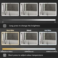 HOMCOM Szafka łazienkowa z lustrem, oświetleniem LED, gniazdem, funkcją przeciwmgielną, 3 temperatury barw, 600 x 800 mm, czarna(m-4)