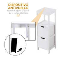 kleankin Armario de Baño Gabinete Multifuncional con Estante Abierto 2 Cajones de Almacenaje Diseño Antivuelco 30x30x89 cm Blanco(m-7)