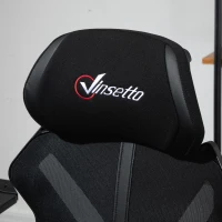 Vinsetto Silla Gaming con Reposapiés Retráctil Silla de Oficina Giratoria Reclinable con Reposacabezas y Altura Ajustable 65x65x119-129 cm Negro(m-9)