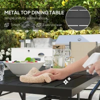 Outsunny Seven-Piece Steel Outdoor Dining Set, with Parasol Hole - Khaki(m-5)