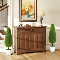 HOMCOM 2er-Set Kunstpflanze inklusive Übertopf und Kunstmoos; Künstliche Zypresse, Weiß + Grün(m-2)