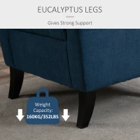 HOMCOM Elegancki Fotel Uszak, Solidnie Wypełniony, Zdejmowana Tapicerka, 74 x 86 x 102 cm, Niebieski(m-6)