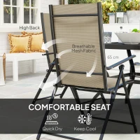 Outsunny Five-Piece Steel Frame Patio Set - Khaki/Black(m-7)