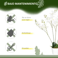 HOMCOM Planta Artificial de Orquídeas con Maceta Orquídea Sintética para Decoración del Hogar Eventos Ø16,5x75 cm Blanco(m-5)