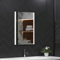 HOMCOM Espelho de Casa de Banho com Luz LED 70x50 cm 3 Cores de Luz Função Antiembaciamento Função de Memória IP44 Prata(m-9)