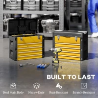 HOMCOM 4 Drawers Large Toolbox - Yellow(m-5)