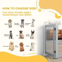 PawHut Wolnostojąca Bramka dla Psa, 4 Panele, Elastyczna, Drewno Sosnowe, 204Dł x 36S x 75W cm, Jasnoszary(m-8)