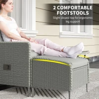Outsunny Five-Piece Reclining Rattan Chair Set - Charcoal Grey(m-5)