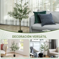 HOMCOM Planta Artificial Decorativa de 120 cm Árbol de Olivo con 450 Hojas y 20 Aceitunas en Maceta para Interior Verde(m-8)