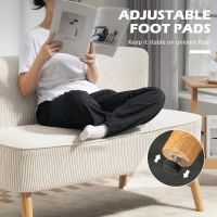 HOMCOM Dwuosobowa Kanapa, Miękkie Siedzisko, Łatwa w Utrzymaniu, Obciążenie do 150 kg, 117 x 56,5 x 77 cm, Kremowy(m-7)