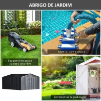 Outsunny Abrigo de Jardim Metálico 340x386x200cm Abrigo de Exterior para Armazenamento de Ferramentas com Base Incluida 4 Janelas de Ventilação e Porta Corredeira Cinza(m-6)