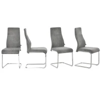 HOMCOM Set de 4 Sillas de Comedor Sillas de Cocina Tejido de Microfibra con Asiento Acolchado y Patas de Metal 45x61x98 cm Gris(m-10)