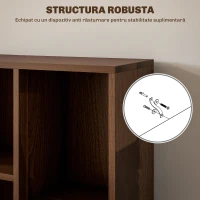 HOMCOM Bibliotecă cu 7 Suporturi Diferite, 50x24x106 cm, Maro Rustic(m-5)