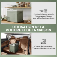 Outsunny Glacière électrique portable 40 L réfrigérateur de voiture portable modes ECO/MAX poignée télescopique 61x39x49,5cm gris(m-5)