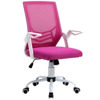 Vinsetto Silla de Oficina Ergonómica Silla Escritorio Giratoria con Altura Ajustable Reposabrazos Abatible Soporte Lumbar Transpirable para Adolescentes Adultos 62,5x55x94-104 cm Rosa(m-1)