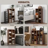 HOMCOM Bibliotecă cu 7 Suporturi Diferite, 50x24x106 cm, Maro Rustic(m-6)