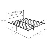 HOMCOM Marco de Cama Doble de Metal para Colchón 150x200 cm con Cabecera y Patas de 31 cm Estructura de Cama Matrimonio con Espacio Bajo de Almacenamiento 158x211x106 cm Negro(m-3)