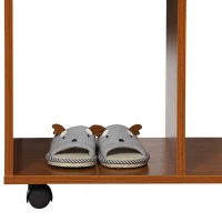 HOMCOM Armarios Roperos Móvil con Doble Riel 3 Estantes Organizador 80x40x128cm Nogal(m-6)