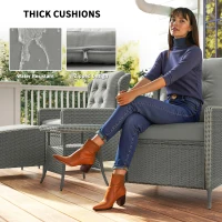Outsunny Five-Piece Reclining Rattan Chair Set - Charcoal Grey(m-7)