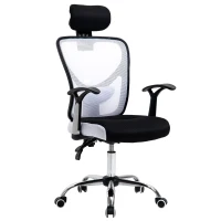 Vinsetto Silla de Escritorio Giratoria Silla de Oficina con Altura Ajustable Respaldo Reclinable Reposacabezas Regulable y Soporte Lumbar Tapizado en Malla Transpirable Blanco(m-1)