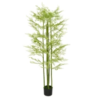 HOMCOM Plante artificielle hauteur 155 cm bambou artificiel avec 28 feuilles grand réalisme en plastique pot inclus(m-12)