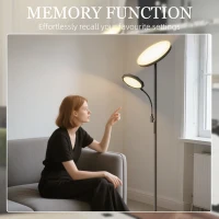 HOMCOM LED Floor Lamp for Living Room, Stepless Dimmable Standing Lamp, Mother and Child Uplighter with Reading Light, 4 Scene Modes, 2700K-6500K Colour Temps, 4 Brightness Levels, Remote Control(m-7)