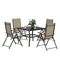 Outsunny Five-Piece Steel Frame Patio Set - Khaki/Black(m-10)