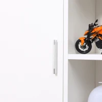 kleankin Armario de Suelo para Baño de Madera con 8 Compartimentos Abiertos y 1 Puerta con Estantes Ajustables Mueble Auxiliar Multiusos para Cocina Salón 71x22x100 cm Blanco(m-8)