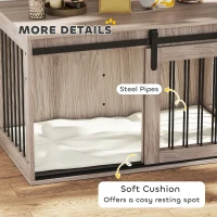 PawHut 98cm Dog Crate Furniture with Removable Cushion for Large Dogs - Brown(m-7)