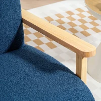 HOMCOM Poltrona Nórdica Poltrona Sala de Estar Estofada em Borrego com Apoio para os Braços de Madeira  74,5x76x78 cm Azul(m-9)
