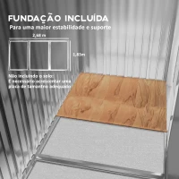 Outsunny Abrigo de Jardim 277x195x192 cm  Metálico para Armazenamento de Ferramentas com Base de Reforço Incluída Madeira(m-7)