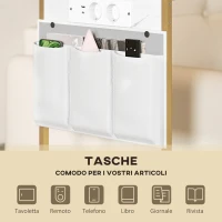HOMCOM Tavolino da Salotto a Forma di C Effetto Marmo con Prese di Corrente e USB Integrate, Bianco(m-6)