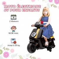 AIYAPLAY Scooter électrique enfants moto porteur pour enfants phare et musique, marche avant/arrière, roues d'entraînement(m-9)