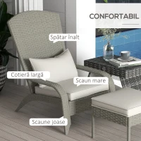 Outsunny Scaun Adirondack cu taburet din rachita pentru terasa, S(m-5)