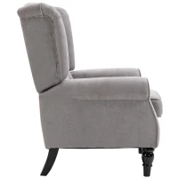 HOMCOM Ohrensessel Sessel mit Tufting, hoher Rückenlehne, Gepolstert Loungesessel mit abgerundeten Armlehnen, Holzbeine, für Schlafzimmer, Wohnzimmer, bis 160 kg, Grau(m-14)