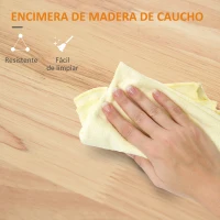 HOMCOM Isla de Cocina con Ruedas Carrito de Servicio con Encimera Extensible Cajones Barra y Especiero 128,8x75,5x92,5 cm Blanco(m-6)