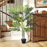 Outsunny Planta Artificial Palmera 150 cm con Maceta y Musgo para Decoración Interior Salón Oficina Ø18x150 cm Verde(m-4)
