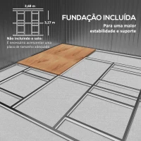 Outsunny Abrigo de Jardim Exterior para Armazenamento de Ferramentas com 4 Janelas 12,4 m² 340x386x200 cm Branco e Cinza Escuro(m-6)