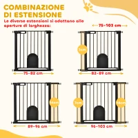 PawHut Cancellino per Cani Regolabile con Porta Piccola e Chiusura Automatica, 75-103x76cm, Nero(m-7)