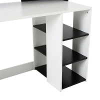 HOMCOM Mesas Ordenador Madera Blanco+Negro 140x55x92cm(m-6)