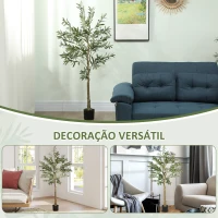 HOMCOM Oliveira Artificial Planta Artificial Decorativa de Interior com 32 Azeitonas Decoração  Ø15x150 cm Verde(m-8)
