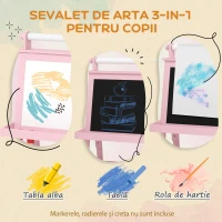 AIYAPLAY Tablă de Desen Dublă Pentru Copii 3-6 Ani, 59x48x118 cm, Roz(m-4)