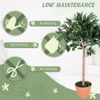 Outsunny 3ft Artificial Olive Tree Indoor Plant Greenery for Home Office Potted in An Orange Pot(m-5)