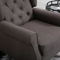 HOMCOM Fotel Uszny z Pikowaniem – Elegancja i Komfort w Twoim Salonie, Brązowy(m-8)
