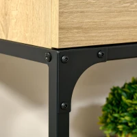 HOMCOM Mesa de Entrada con 2 Cajones y 2 Estantes de Almacenamiento Marco de Acero 100x35x79,2 cm Roble(m-8)