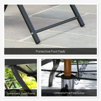 Outsunny Seven-Piece Steel Outdoor Dining Set, with Parasol Hole - Khaki(m-8)