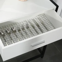 HOMCOM Mesa de Entrada con 2 Cajones y Pies Ajustables Estilo Moderno para Pasillo Salón 120x34x81 cm Blanco y Negro(m-8)