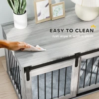 PawHut 98cm Dog Crate Furniture with Removable Cushion for Large Dogs - Grey(m-8)